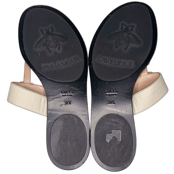 Gucci Marmont GG Thong Sandals White Leather EU 38.5 US 8.5 w/ Box & Dust Bag - Picture 8 of 9